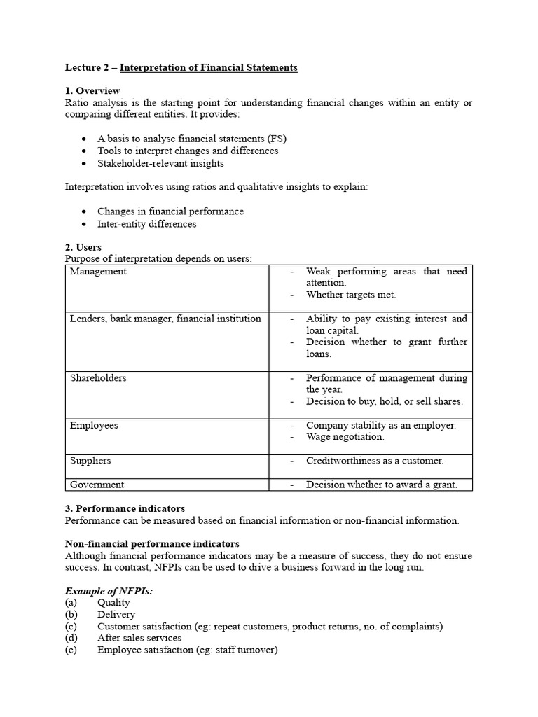 Financial Statement Ratio Analysis Guide | PDF | Working Capital ...