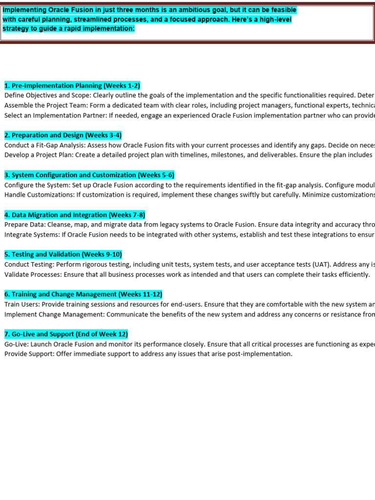 Rapid Oracle Fusion Implementation Guide | PDF