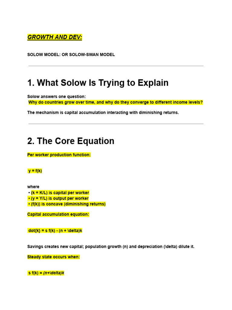 Solow and Harrod-Domar Growth Models Explained | PDF | Production ...