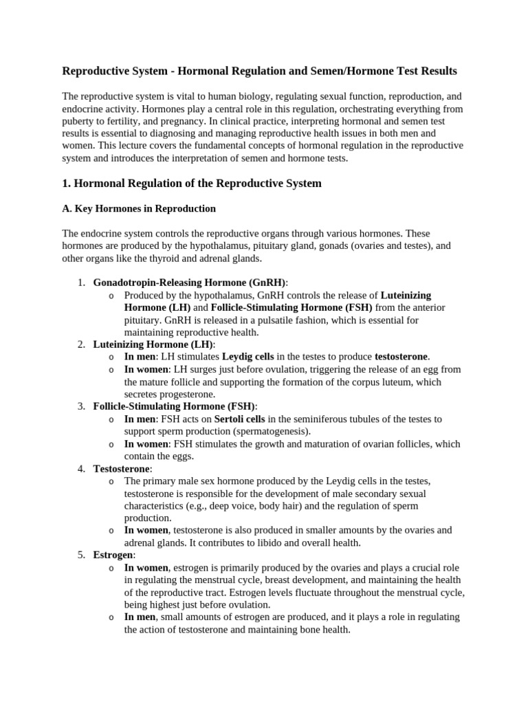 Hormonal Regulation in Reproductive Health | PDF | Menstrual Cycle ...