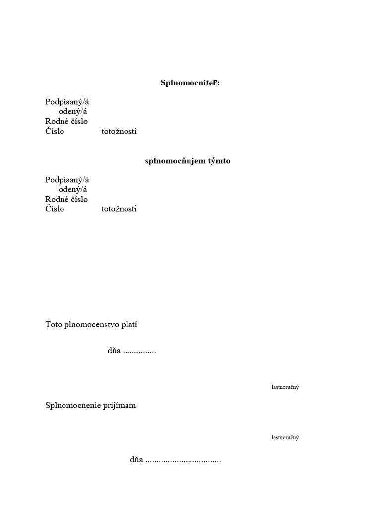 Splnomocnenie | PDF