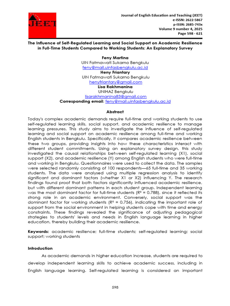 Self-Regulated Learning & Resilience in Students | PDF ...