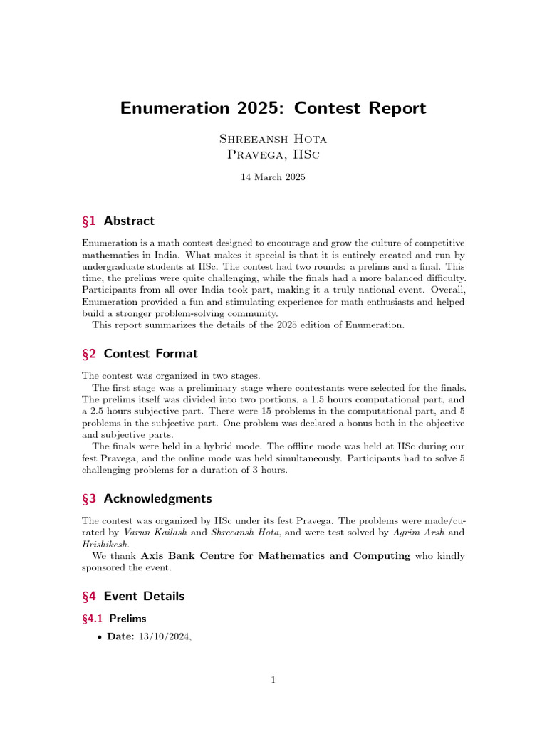 Enumeration 2025 Contest Overview | PDF