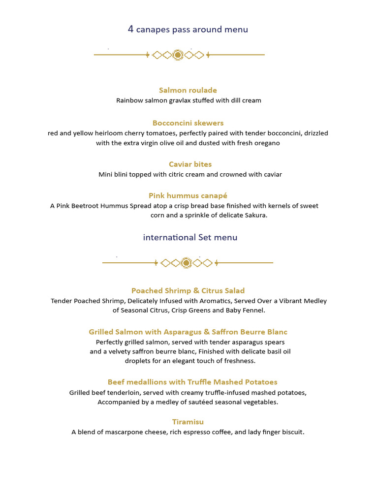 Elegant Canapés and International Menu | PDF