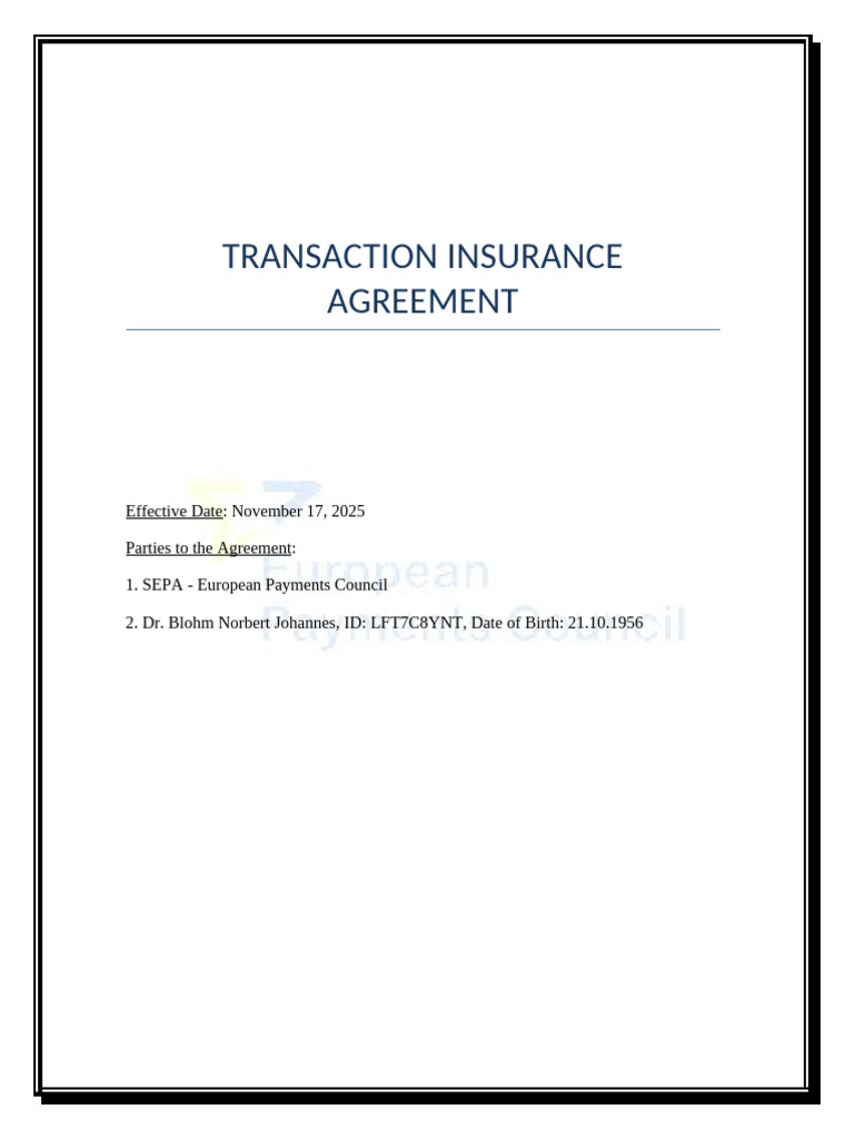 Transaction Insurance Agreement Overview | PDF | Regulatory Compliance ...