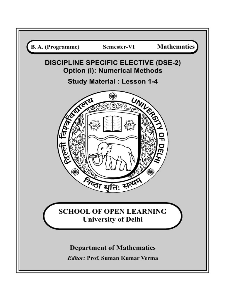 Numerical Methods Study Material DSE-2 | PDF | Numerical Analysis ...