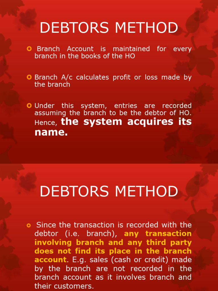 Debtors Method for Branch Accounting | PDF
