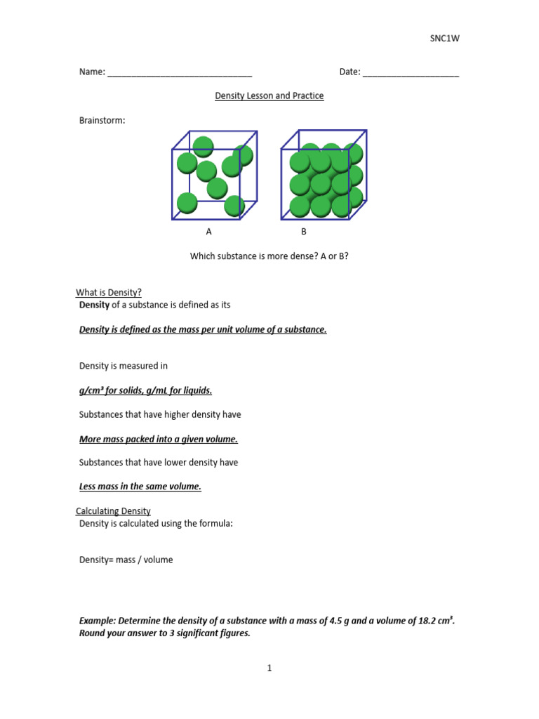 Density Calculation and Practice Guide | PDF | Density | Volume