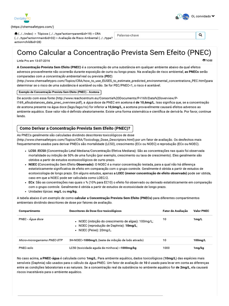 Como Calcular PNEC em Avaliação Ambiental | PDF | Ambiente natural ...