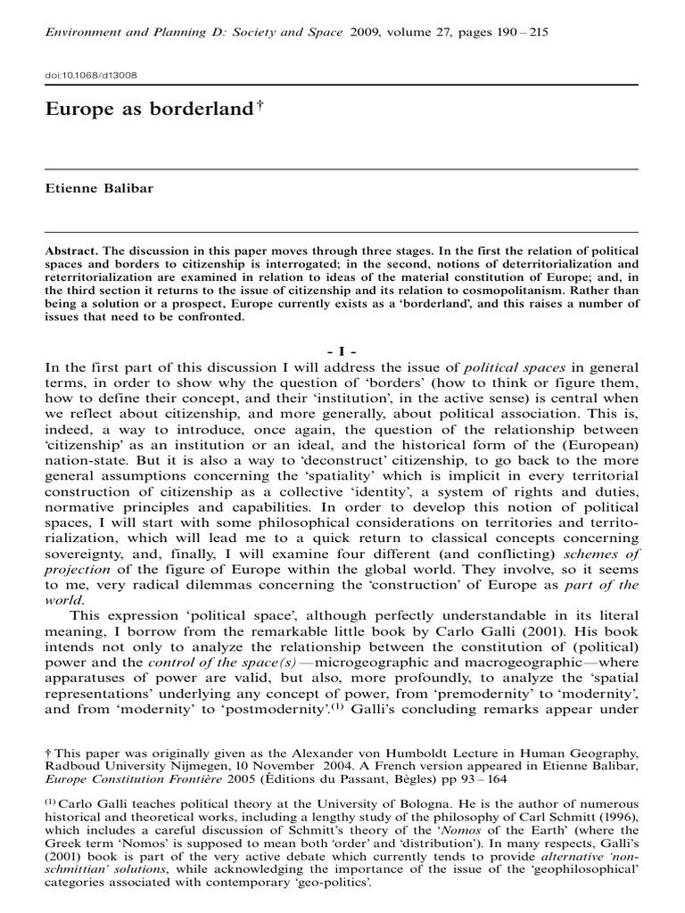 Political Spaces and European Borders | PDF | Sovereignty | State (Polity)