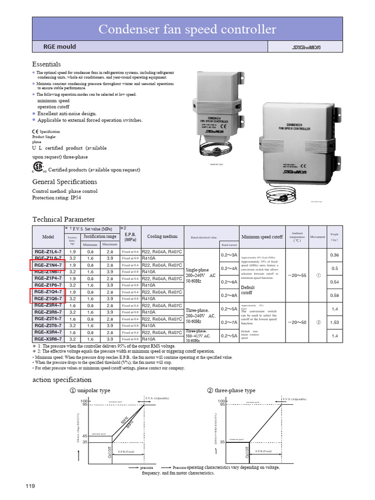 Condenser Fan Speed Controller Specs | PDF | Switch | Fuse (Electrical)