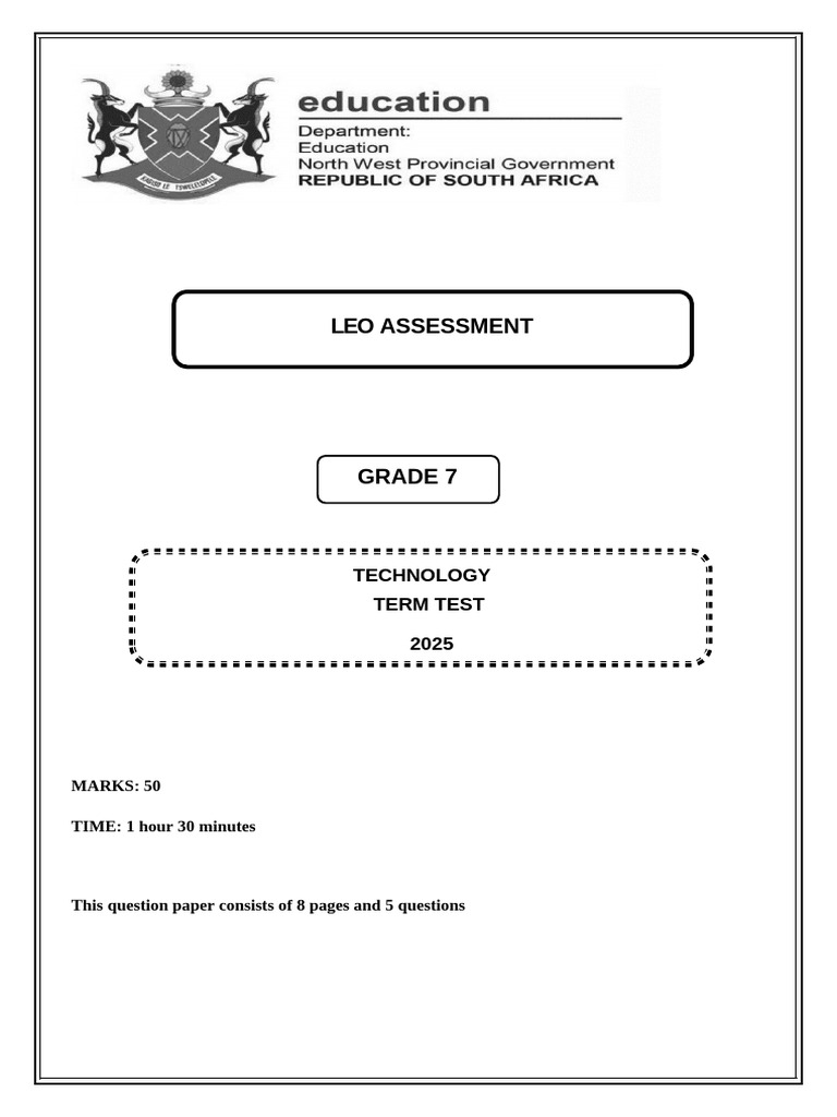 Grade 7 Technology Term Test 2025 | PDF | Series And Parallel Circuits ...