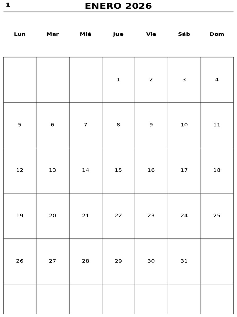 Calendario de enero 2026 | PDF