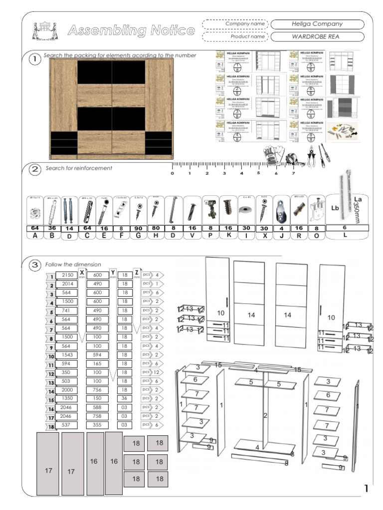 Assembling Instructions for Hellga Wardrobe | PDF