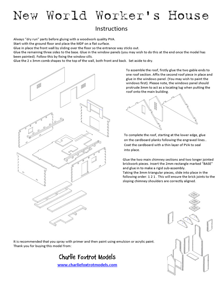 Worker s House 1 2 Instructions Charlie Foxtrot | PDF | Adhesive | Paint