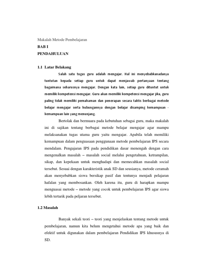 Makalah Metode Pembelajaran Ips