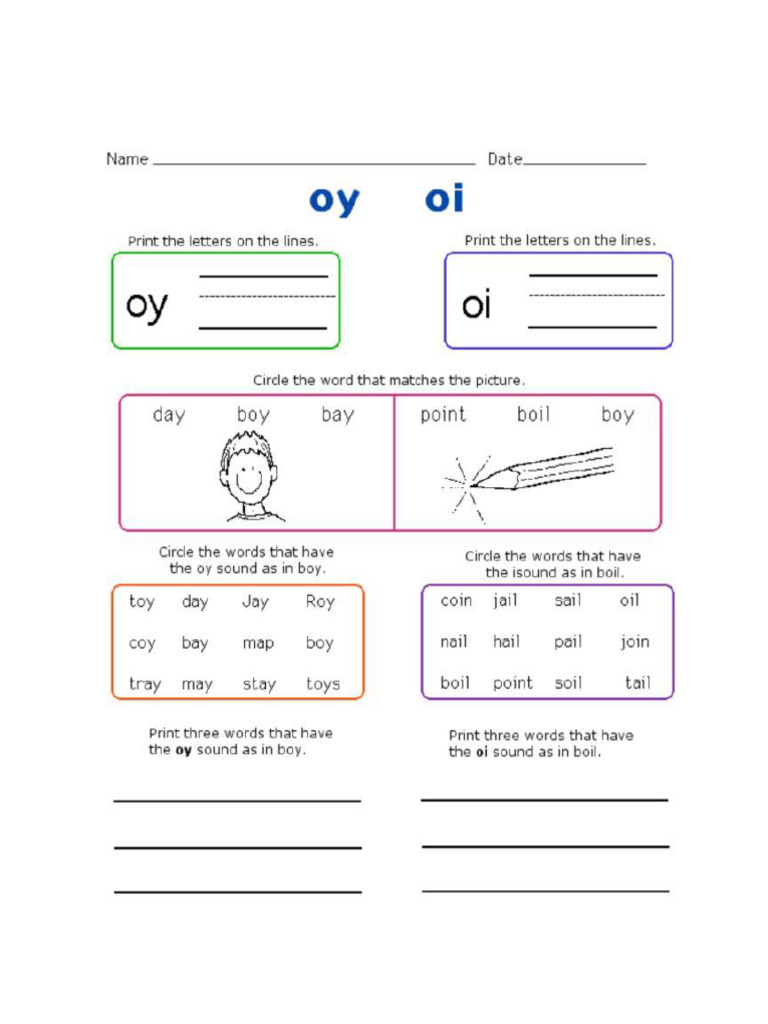 Oi Oy Worksheet | PDF