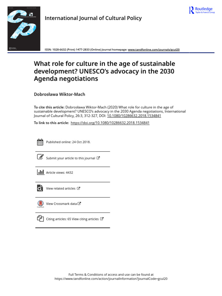What Role for Culture in the Age of Sustainable Development UNESCO s ...