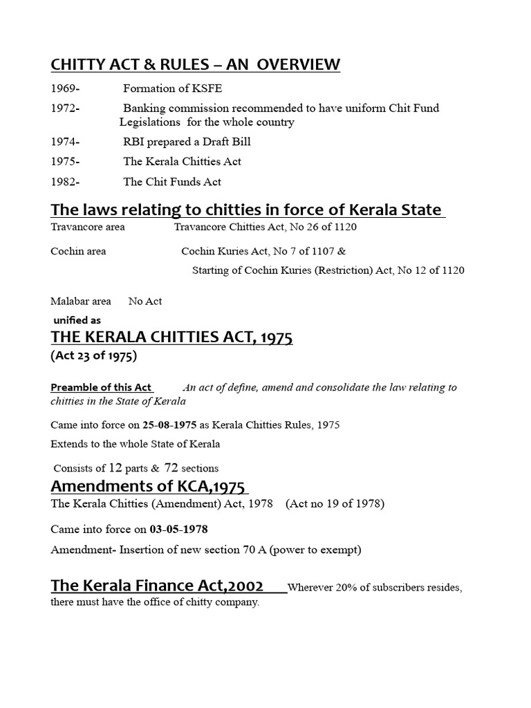 Overview of Kerala Chitty Laws | PDF | Statutory Law | Government