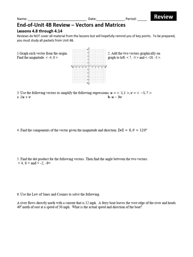 Appc Unit 4b Review12 | PDF | Euclidean Vector | Matrix (Mathematics)