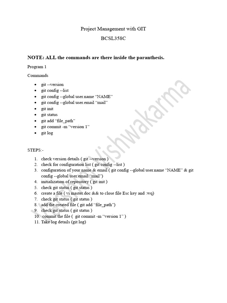Git Project Management Commands Guide | PDF | Operating System Families ...