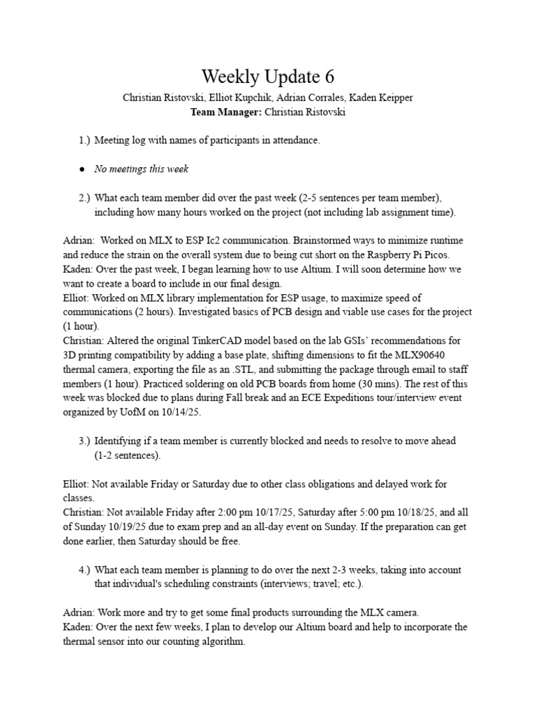 Weekly Update 6 | PDF | Computer Engineering