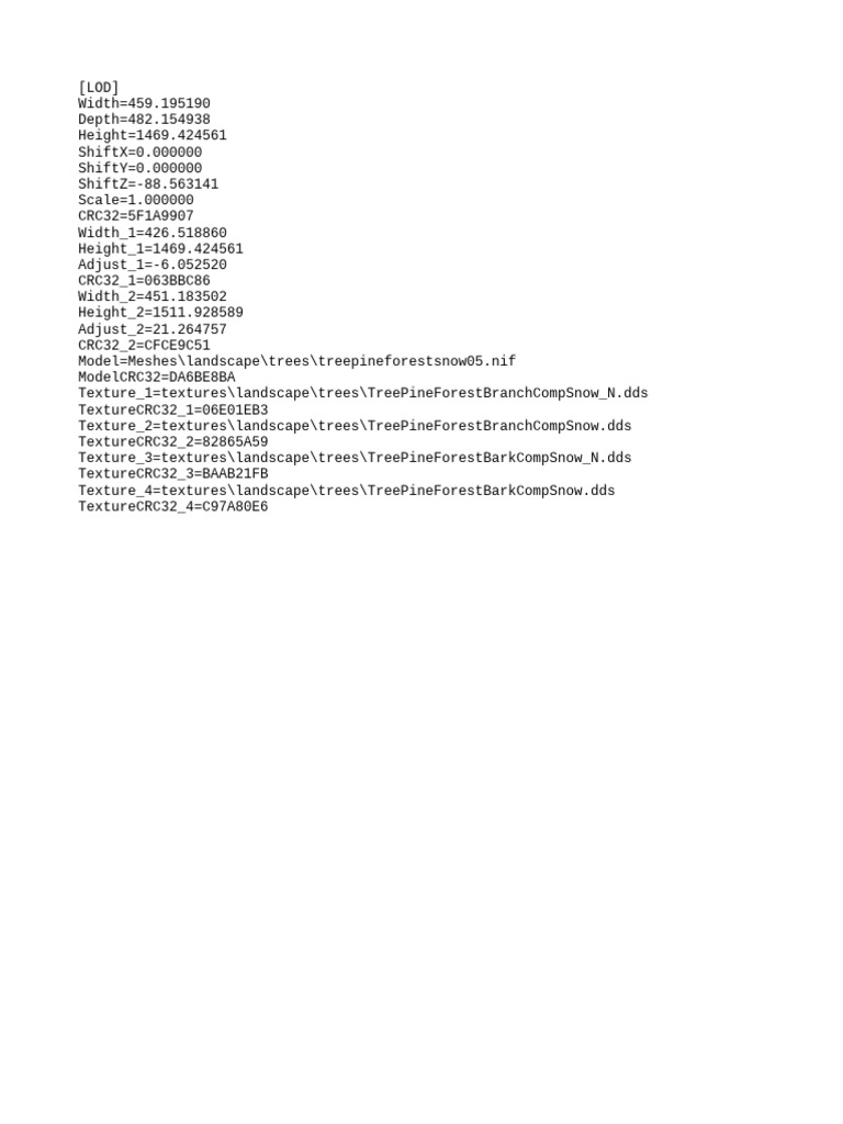Pine Forest Tree Model Specifications | PDF