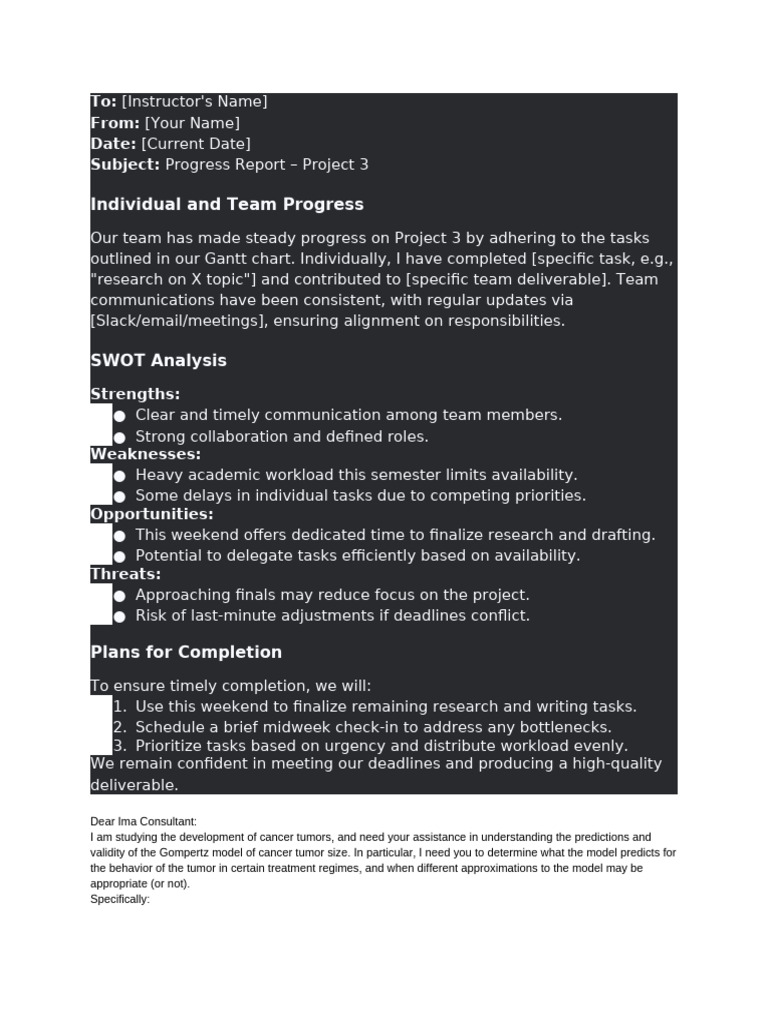 Project Three Progress Report T300 | PDF | Equations | Mathematics