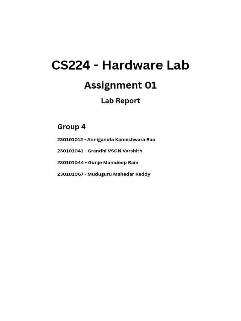 Assignment 01 LAB REPORT Group 4 | PDF