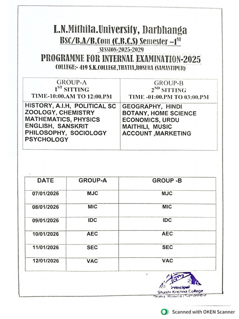 Semester - 1 Internal Exam 2025 | PDF
