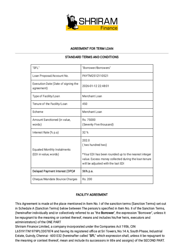 Merchant Loan Agreement Terms and Conditions | PDF | Bankruptcy | Interest