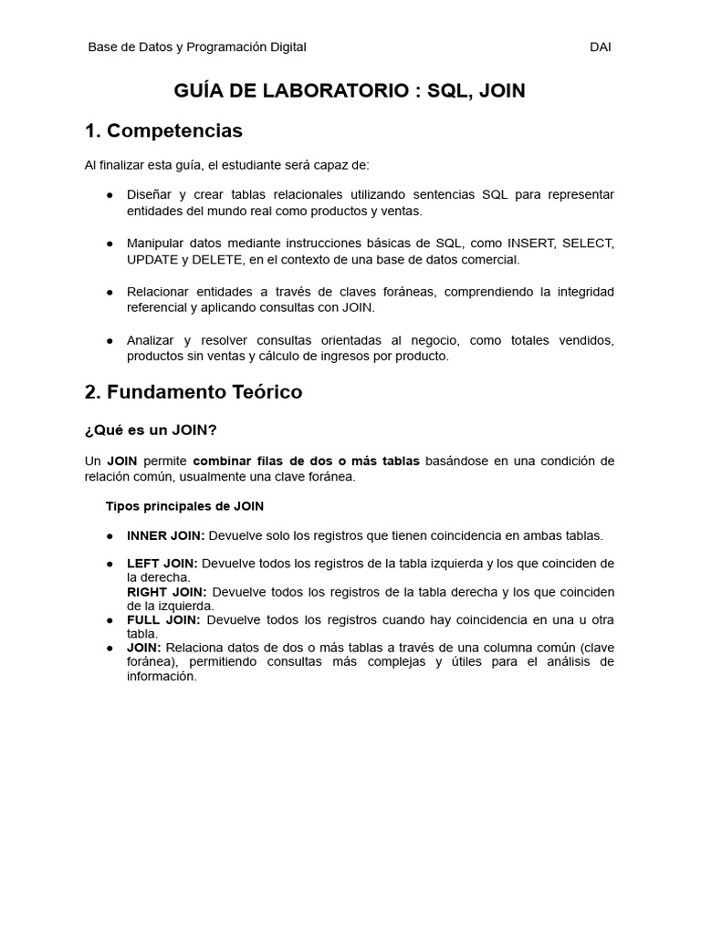 SQL y JOIN en Bases de Datos Relacionales | PDF | SQL | Gestión de ...