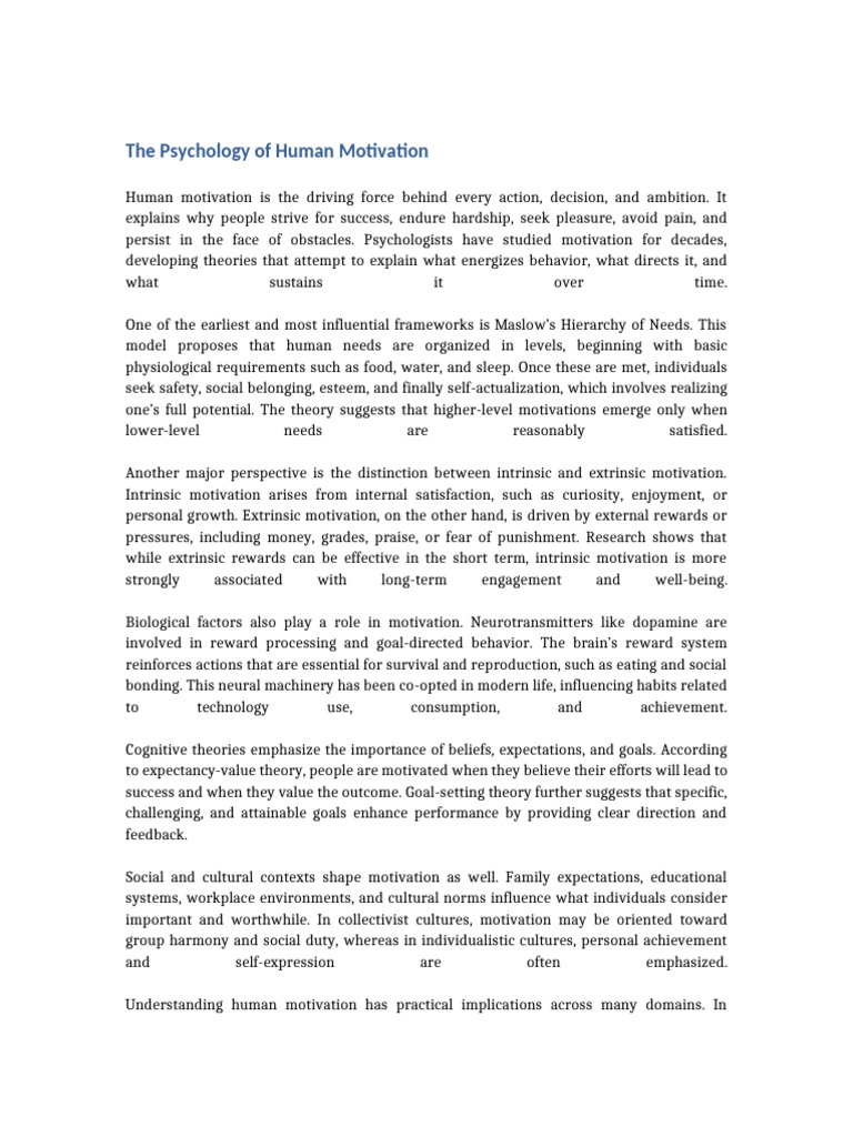 Understanding Human Motivation Dynamics | PDF | Motivational | Motivation