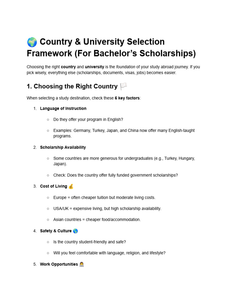Study Abroad: Country & University Guide | PDF | Cost Of Living ...