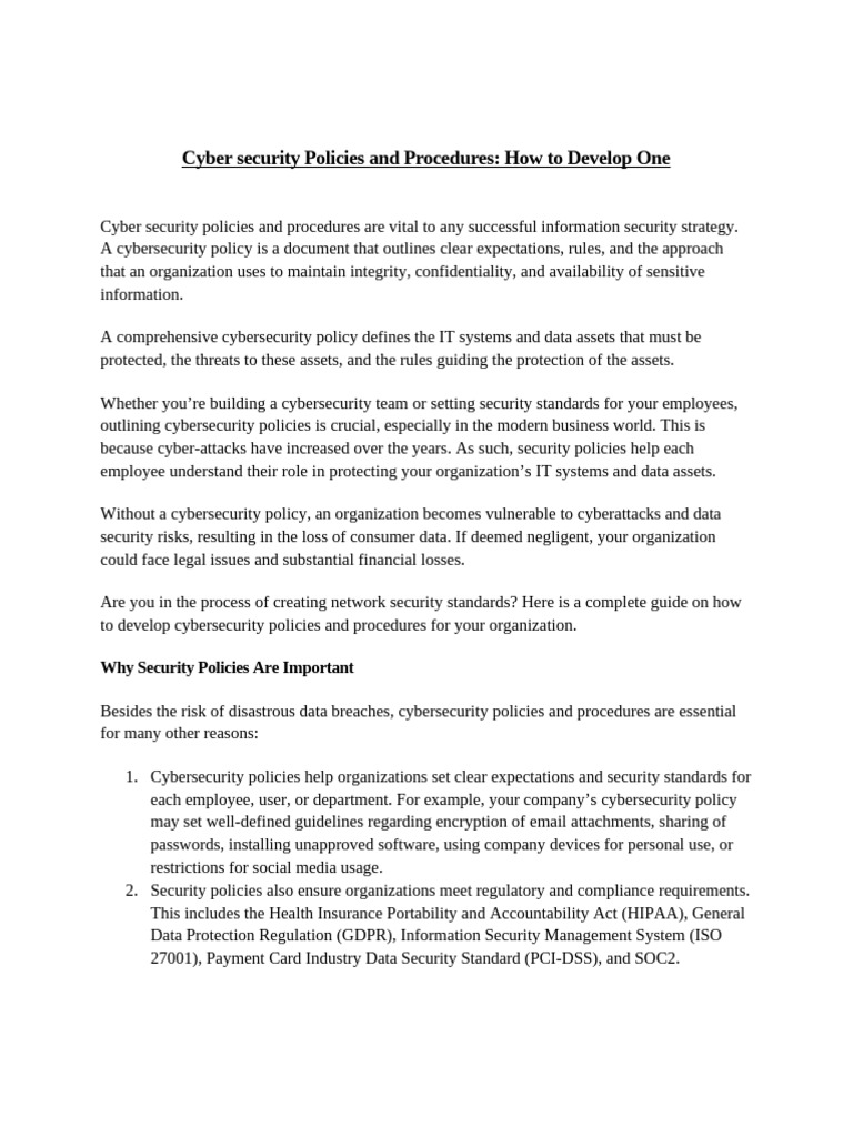 Developing Cybersecurity Policies Guide | PDF | Security | Computer ...