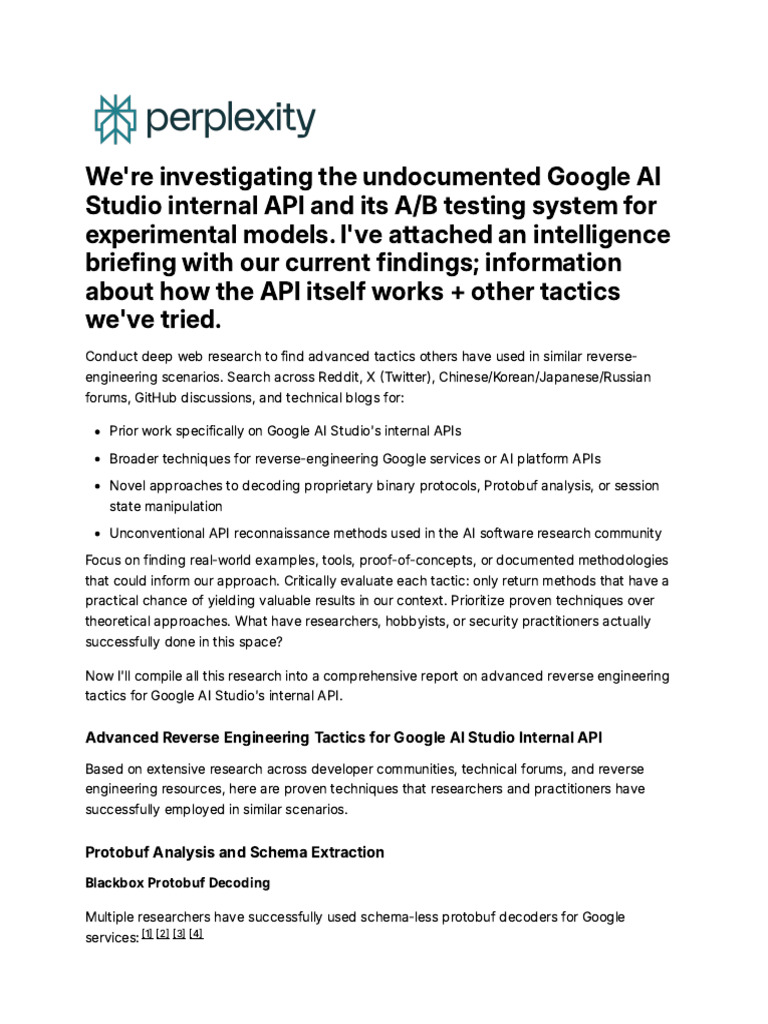 Advanced Tactics for Reverse Engineering Google AI | PDF | Transport ...