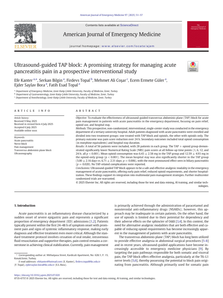 Ultrasound-guided TAP Block; A Promising Strategy for Managing Acute ...