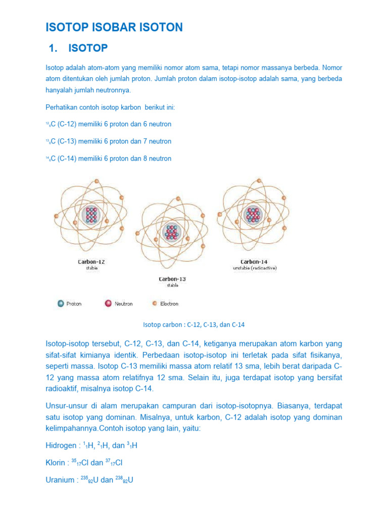 Isotop, Isobar, dan Isoton dalam Kimia | PDF
