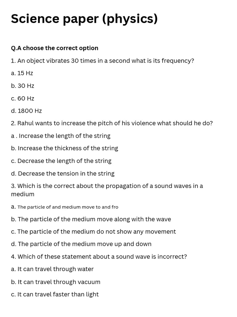 Physics Quiz: Sound and Charge Concepts | PDF | Sound | Electron