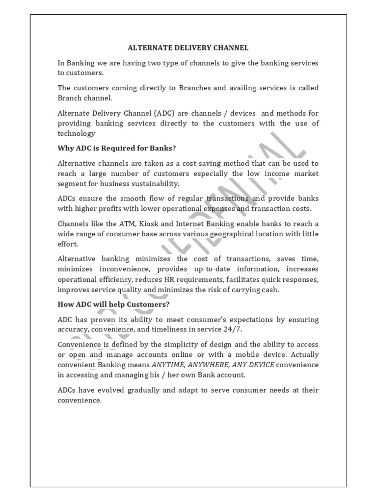 Understanding Alternate Delivery Channels in Banking | PDF | Point Of ...