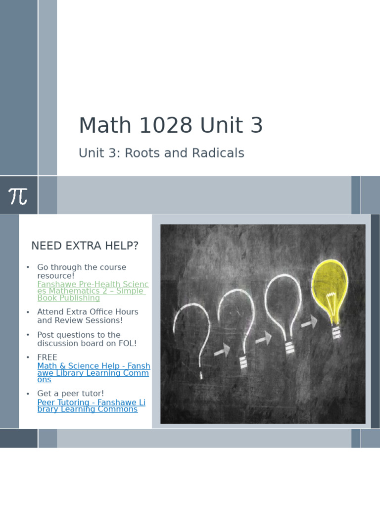 Simplifying Roots and Radicals in Math 1028 | PDF | Square Root ...