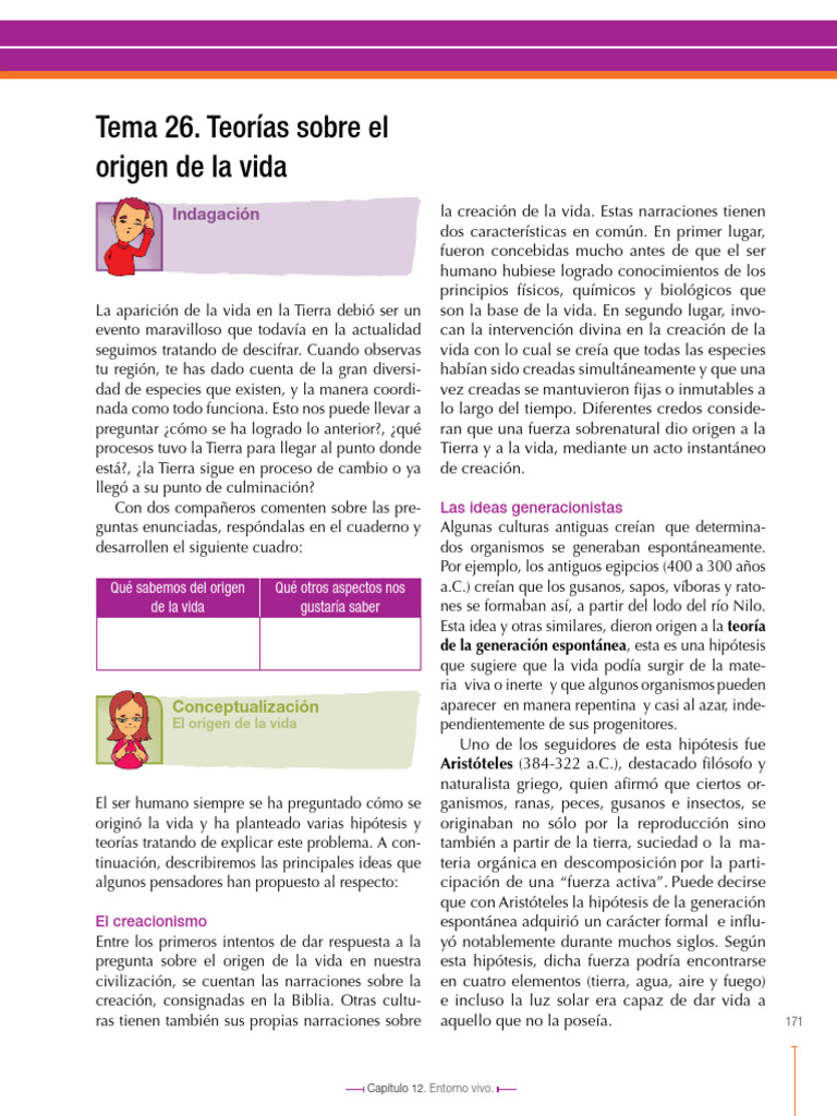 Teorias Del Origen de La Vida | PDF | Biología | Naturaleza