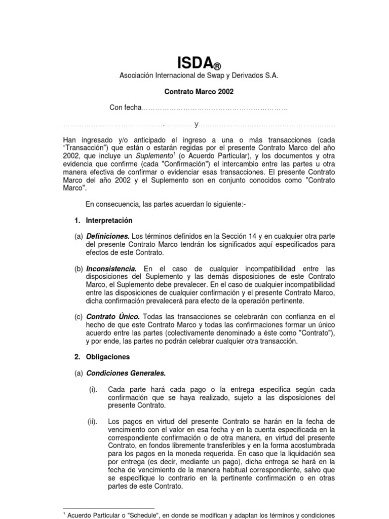 2002 ISDA Master Agreement Español | PDF | Bancarrota | Sociedad de ...