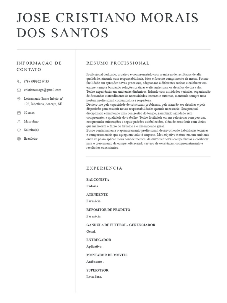 Currículo de Profissional Versátil e Proativo | PDF