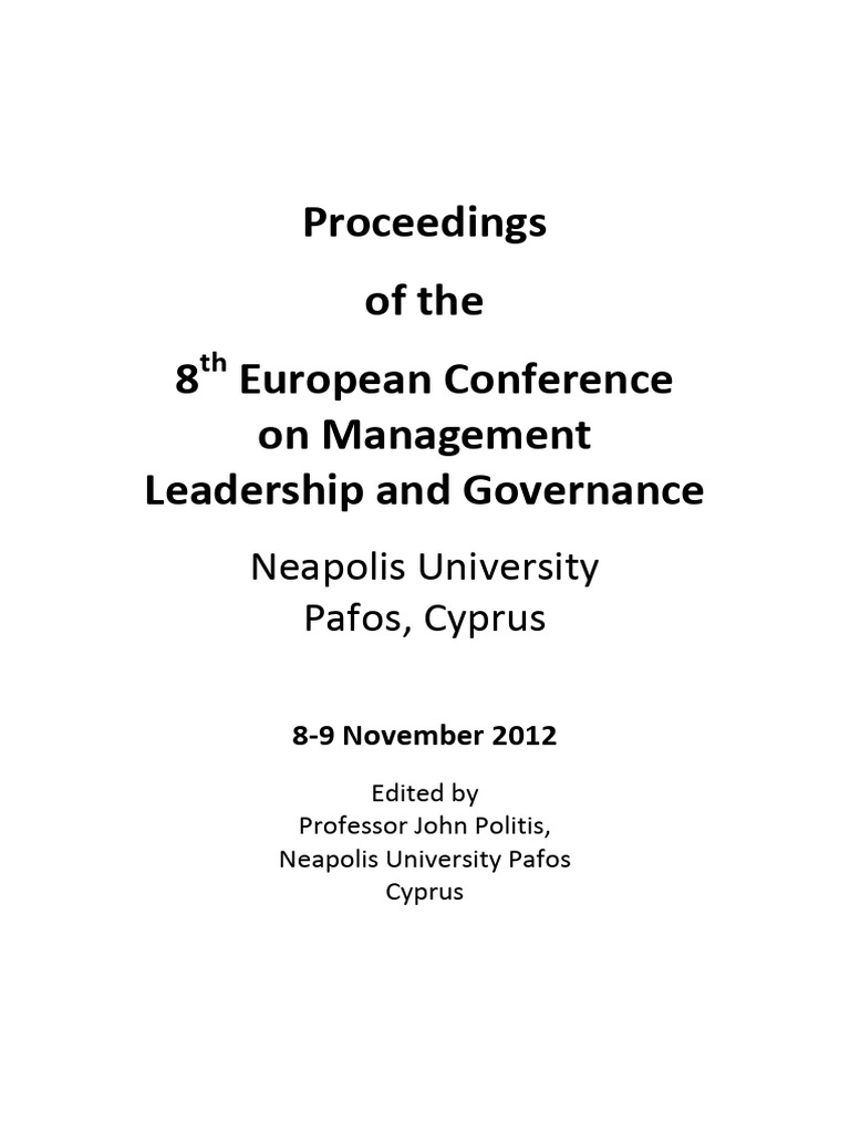 8th European Conference Proceedings | PDF | Doctor Of Philosophy ...