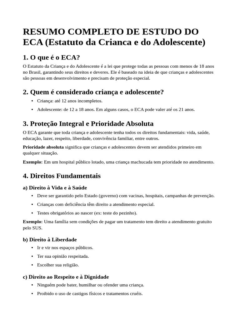 Estudo Completo sobre o ECA no Brasil | PDF | Família | Adolescência