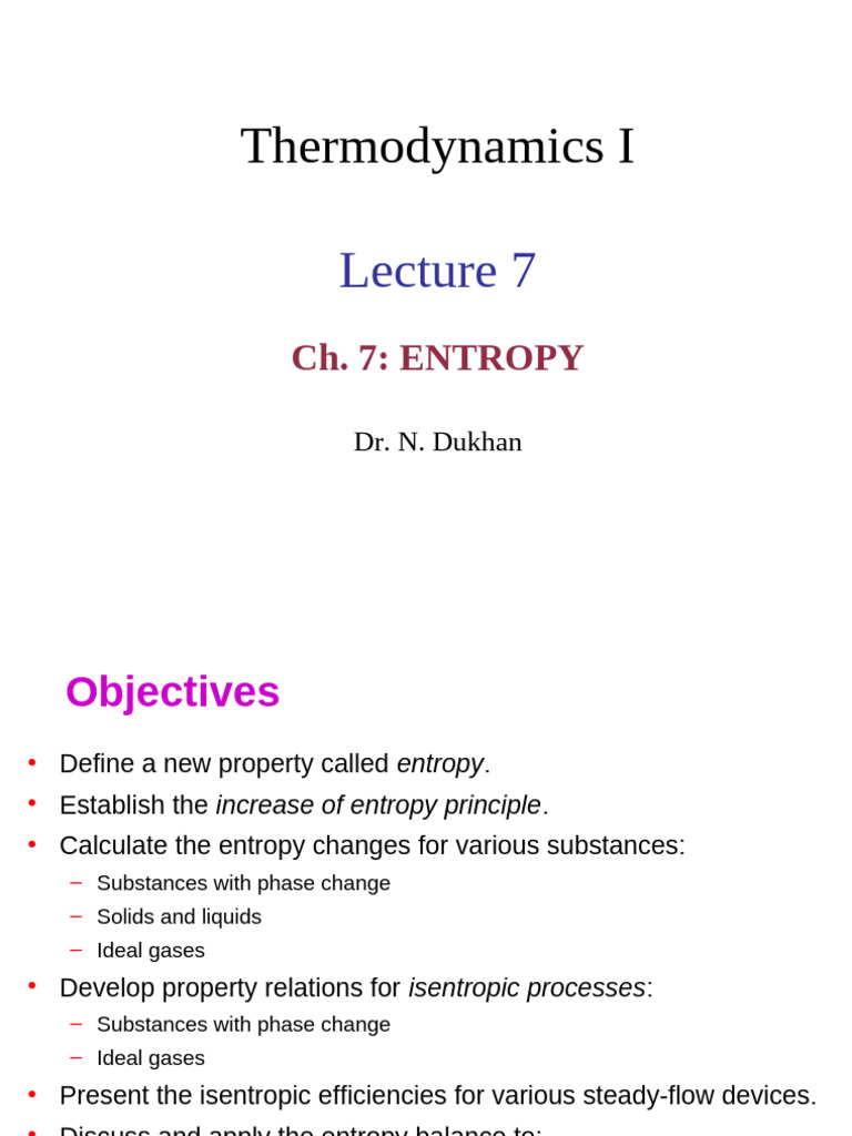 New Approach lecture 7 Ch7- 2022 | PDF | Entropy | Heat