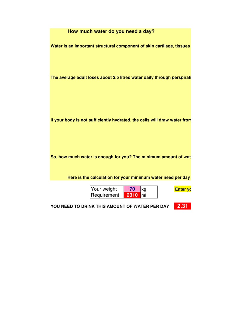 Daily Water Intake Calculator | PDF