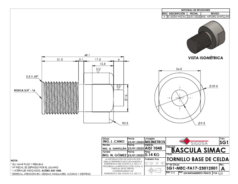 Tornillo Base de Celda para Báscula | PDF