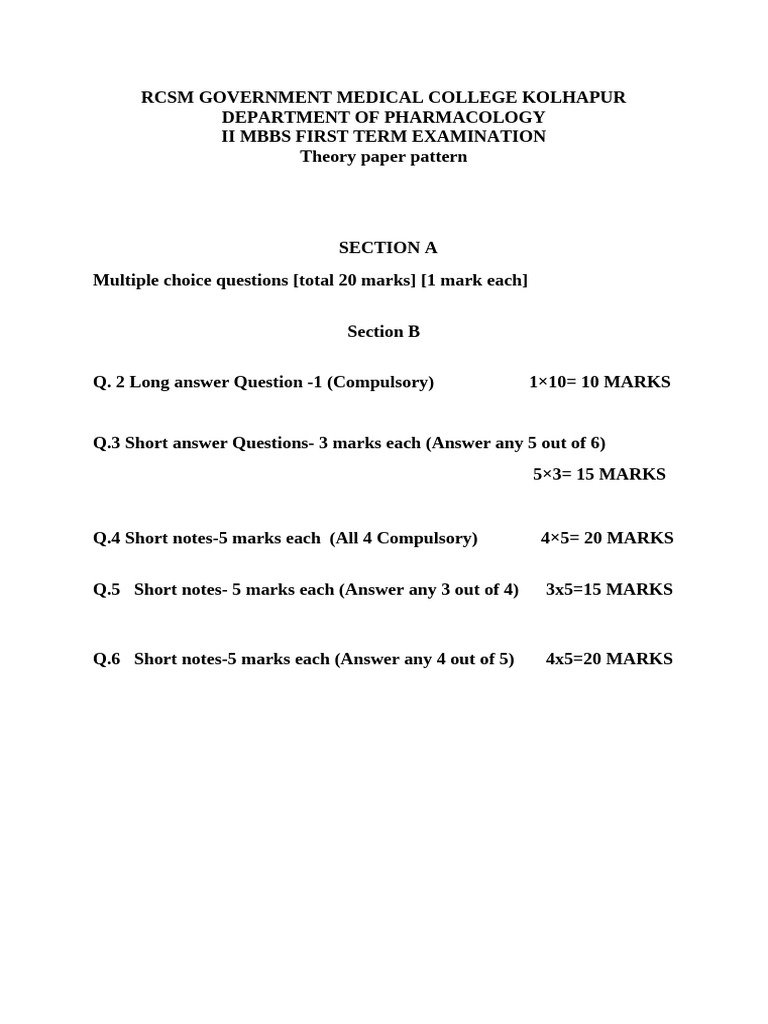 First Term Exam Pattern_110414 | PDF